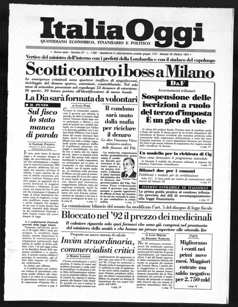 Italia oggi : quotidiano di economia finanza e politica